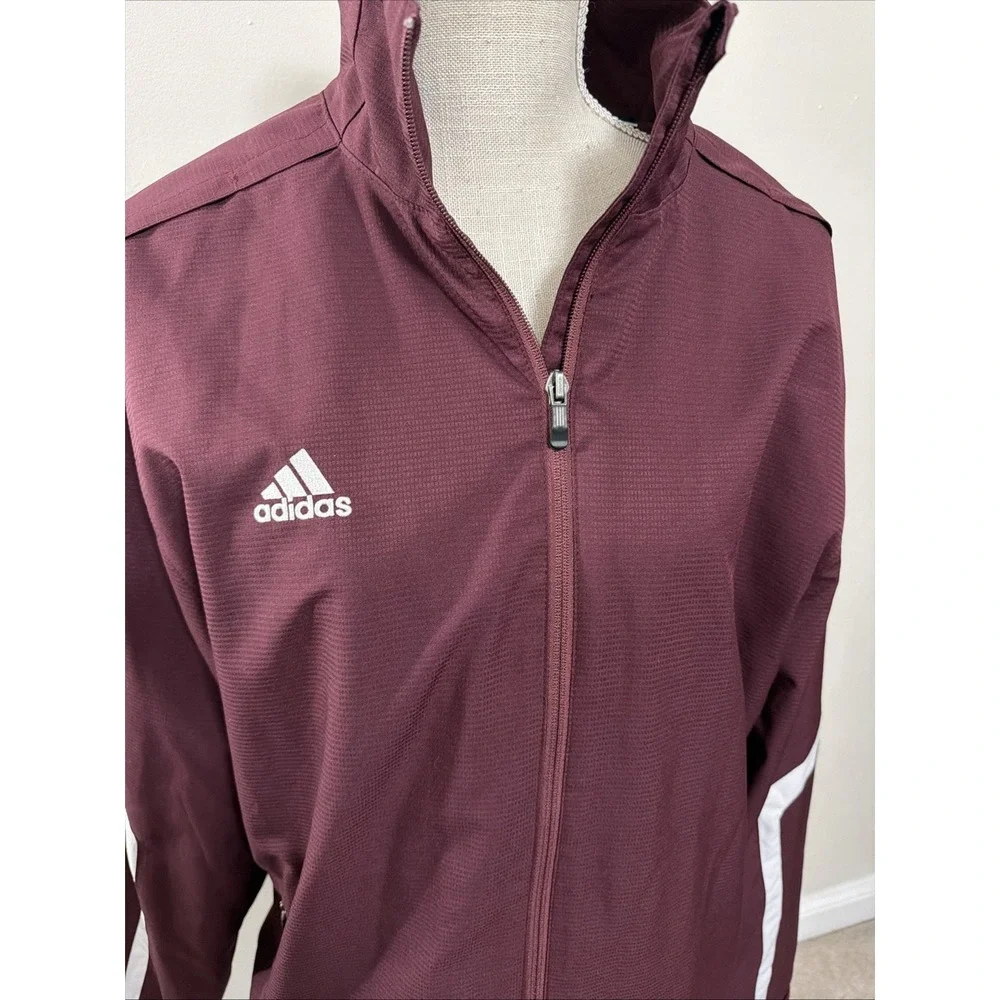 Adidas Maroon Full Zip Lightweight Jacket EUC Size Large‎